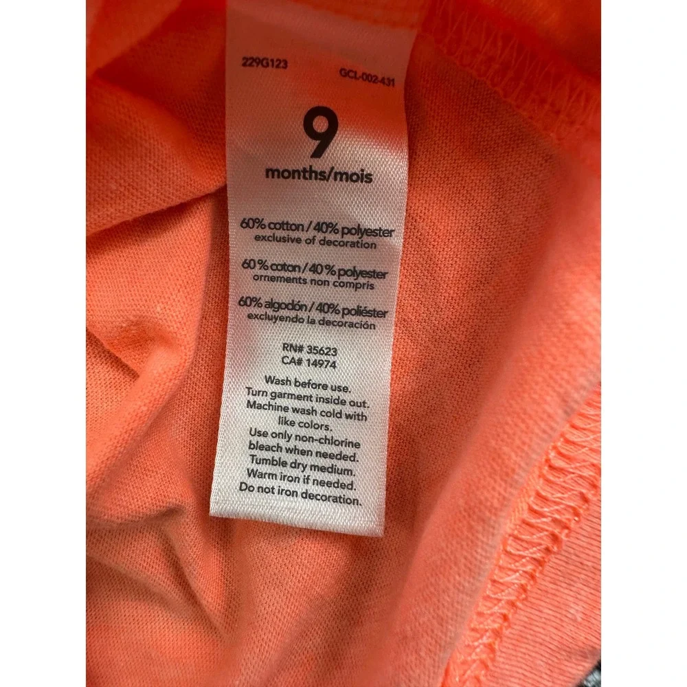Carter's Polo Shirt Baby 9M Orange Excellent Short Sleeve Dog Logo 229G123